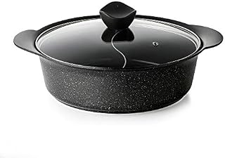 Haufson Yin Yang Hot Pot | Works with All Major Hobs | Naturally Non-Stick | Seamless Design | Professional Kitchenware for The Home (Black)