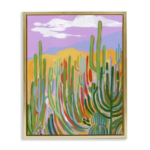 Modern Desert Cactus Landscape, 25 x 31 Inch Canvas in Floater Frame