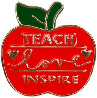 Apple Teacher Lapel Pin Brooch 2.8cm Metal Badge - Teach Love Inspire