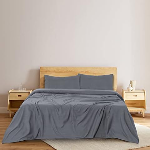 VISI-ONE BLC King Sheet Sets Dark Grey, Brushed Microfiber King Size Egyptian Bedding, Extra Soft Cooling Bed Sheet, Deep Pocket up to 15-inch Mattress, Hypoallergenic Wrinkle, Fade, Shrink Resistant Cover