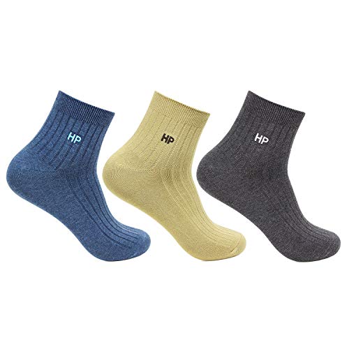 Hush Puppies Men's Ankle Length Cotton Socks (Pack of 3) (BROHPM-13B-PO3_Multicolor_Freesize)
