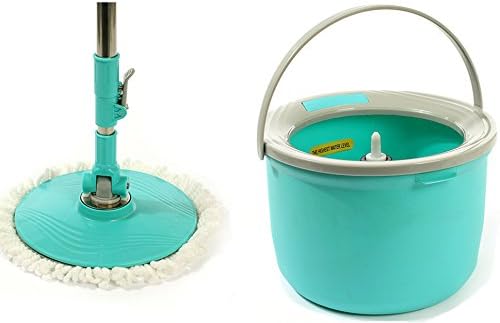 LA JOLIE MUSE Floor Mops and Bucket Set with 2 Mop Heads, Powerful Spin Wringer, 140 cm Handle, No need to Hand Wash the Mop Head