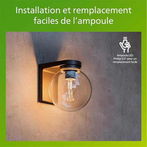 Applique extérieure Philips luminaire LED E27 étanche IP44 pour mur de jardin - 4