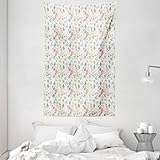 ABAKUHAUS Vögel Wandteppich & Tagesdecke, Tauben mit Blumen, aus Weiches Mikrofaser Stoff Klare Farben ohne verblassen Druck, 140 x 230 cm, Mehrfarbig