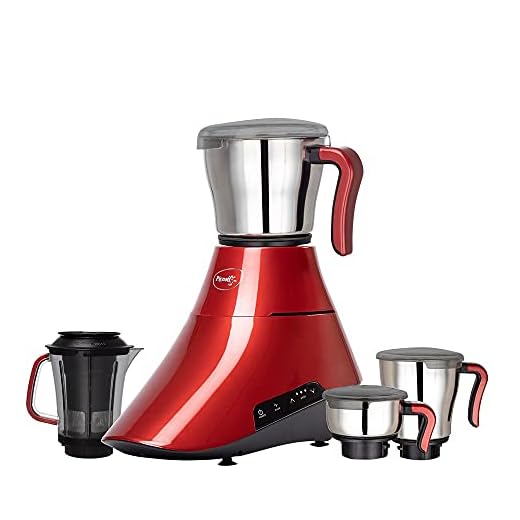 Pigeon Feather Mixer Grinder with Touch Panel Control, 3 Jars and 1 Juicer Jar, 1000 Watts. India's First Touch Panel Mixer Grinder (Red), Large (14618)