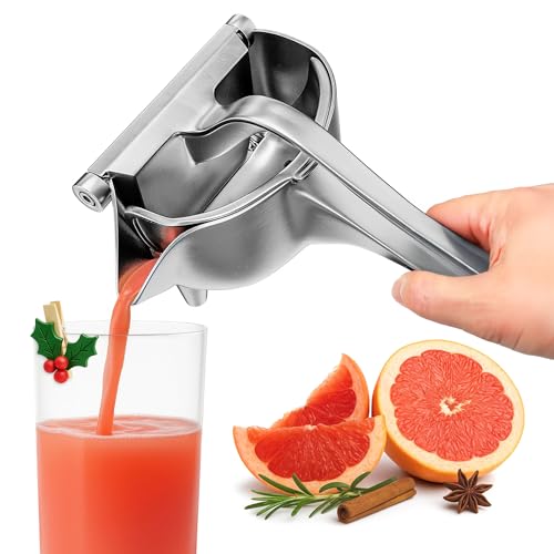 Image of Hand Juicer Squeezer - Aluminum Lemon Squeezer for Effortless Juice Extraction - Manual Hand Press Juicer for Lemon, Orange, Lime, Grapefruit & Pomegranate, Durable Ergonomic Handle, Easy Clean Design