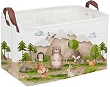 Sanjiaofeng Rectangular Forest Animals Kids Laundry Basket Animal Hamper for Nursery Waterproof folding Kids Storage Basket Woodland Animals Room Decor Books Box Gift Baskets(Mountain animal)