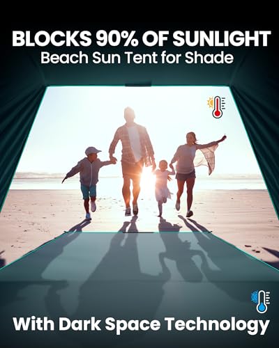 OutdoorMaster Beach Tent with Blackout Shelter Technology, Portable Sun Shade Shelter 4 Person, Pop Up Beach Tents with  - Additional View