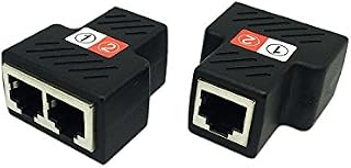 SinLoon (A-Pair)  RJ45 Splitter Adapter, Ethernet Cable Splitter Cat5, Cat5e, Cat6, Cat7,RJ45 Network Extension Connector Ethernet Cable Sharing Kit for Router TV Box Camera PC Lapop (Black)