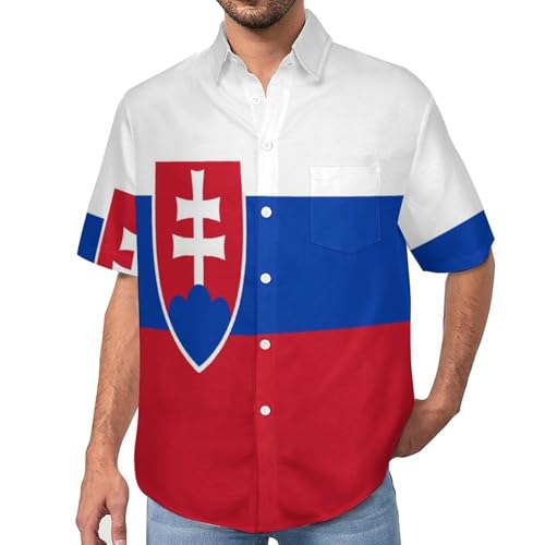 Chemise Slovaquie Drapeau à Manches Courtes pour Homme - Style Hawaïen Décontracté