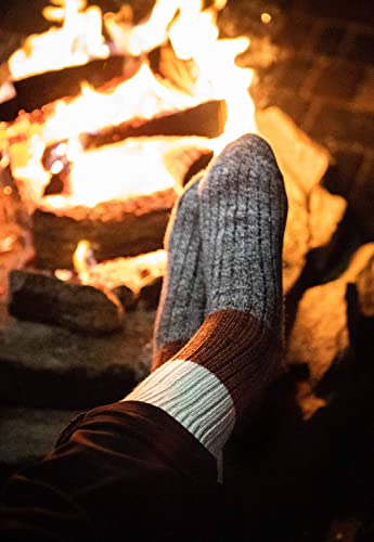 Men's Fuzzy Cabin Winter Wool Thick Knit Comfort Thermal Vintage Crew Socks (1 Pair Pack, Terracotta)3