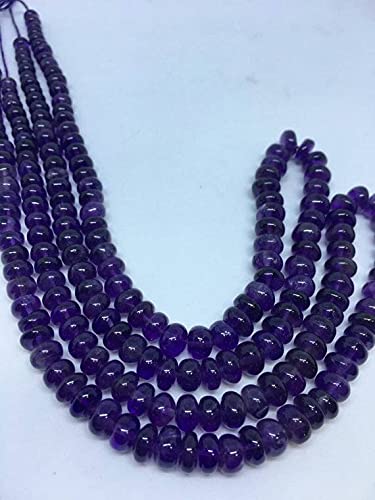 LKBEADS 13 inch strand of gem amethyst 4-8mm rondelle smooth beads for diy jewelry making. amethyst beads strand