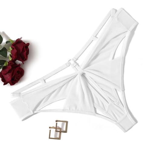 Avidlove Sexy Panties for Women Mesh Cheeky Underwear Low Rise Bow Back Hipster Thong White Large
