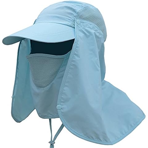 FULLANT Unisex Outdoor Sun Hat 360° Protection UPF 50+ Summer Fishing Hat Cap with Removable Neck & Face Flap Cover Cover