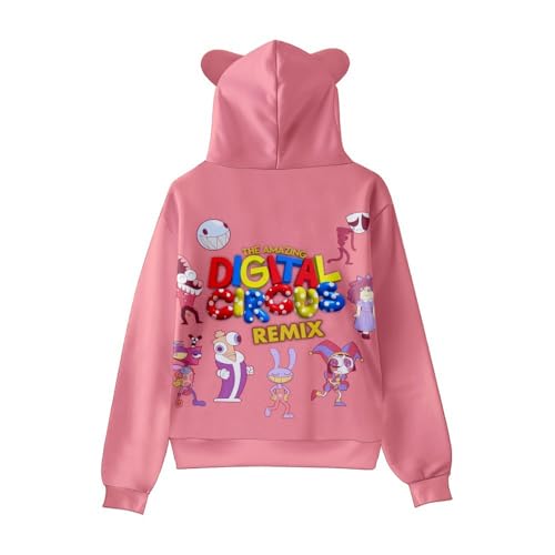 Girls Cartoon Print The Amazing Digital Circus Cat's Ears Design 3D Hooded Sweatshirt2