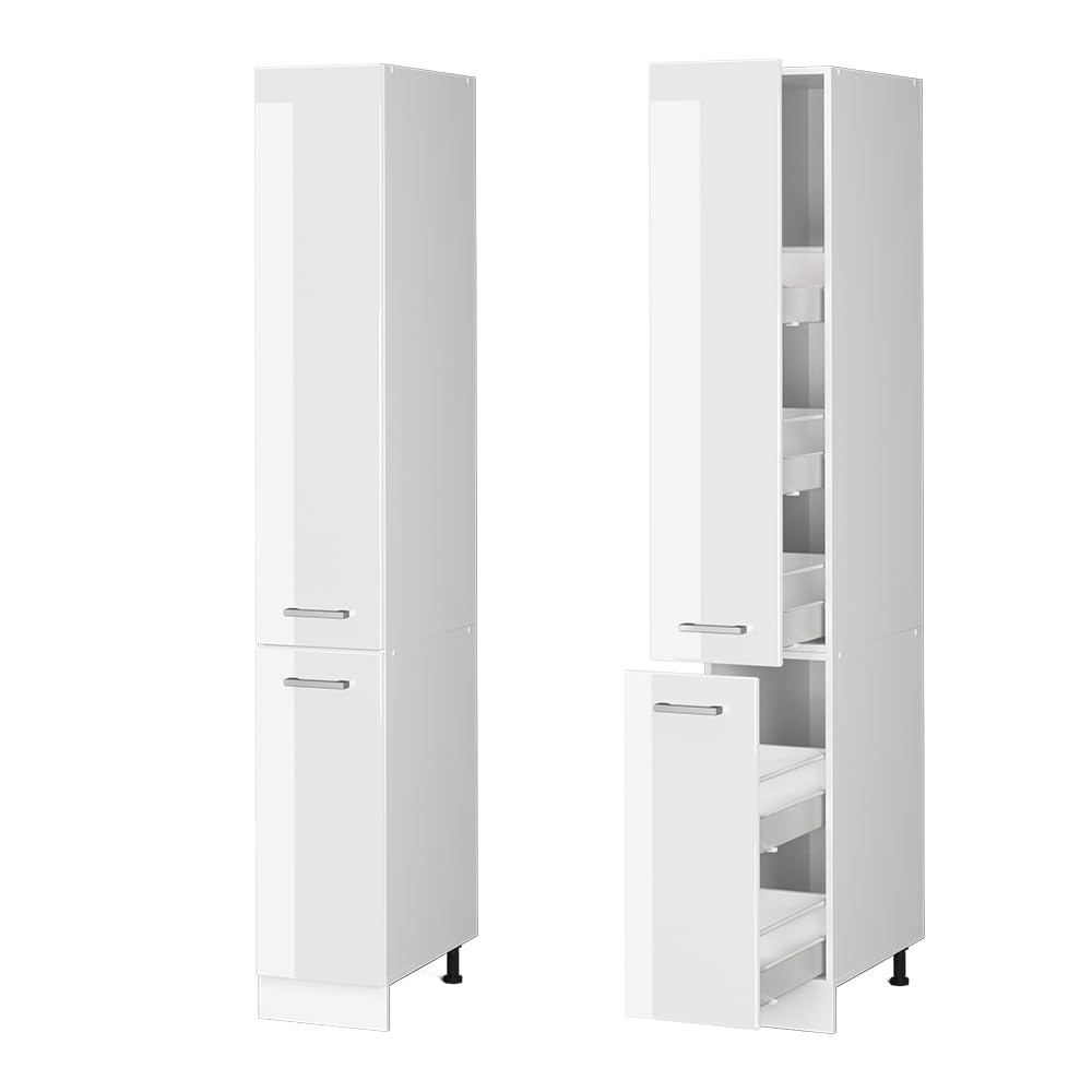 Vicco Dispensa universale R-Line, Bianco lucido, 30 cm | con porte, per la conservazione di utensili domestici e per hobby
