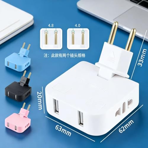 Image of 3-in-1 Foldable 180 Rotating Plug Converter Universal EU Adapter Rated Voltage Folding EU Plug Adapter with 2 USB Ports Universal Rotatable Socket Splitter Wall Tap with USB Travel Adapter