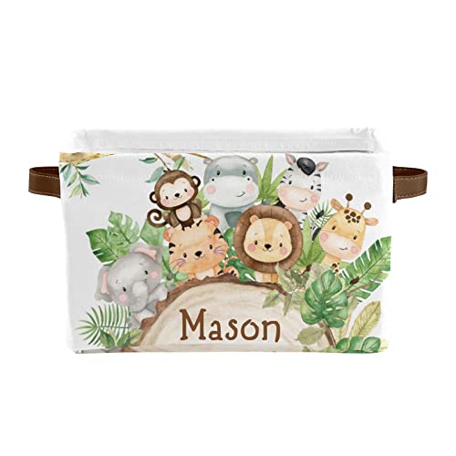 Deven Cute Jungle Animals Personalized Large Storage Baskets for Organizing