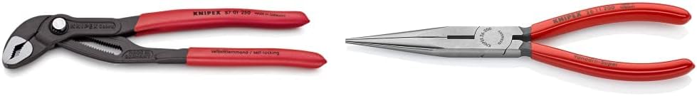 KNIPEX Tools Cobra Water Pump Pliers (8701250), 10-Inch and Long Nose Pliers With Cutter (2611200), 8