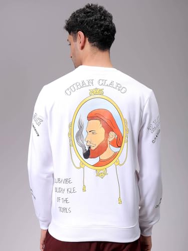 Image of The Indian Garage co Men Regular Fit Placement Print Overhead Crewneck Sweatshirts