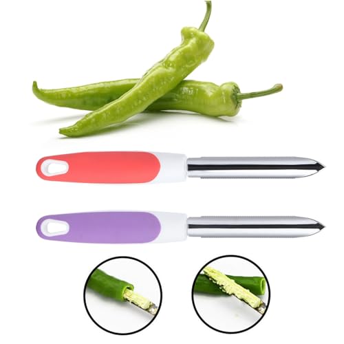 Sunicon 2 unidades de descaroçador de frutas, descaroçador de pimenta de frutas premium em aço inoxi