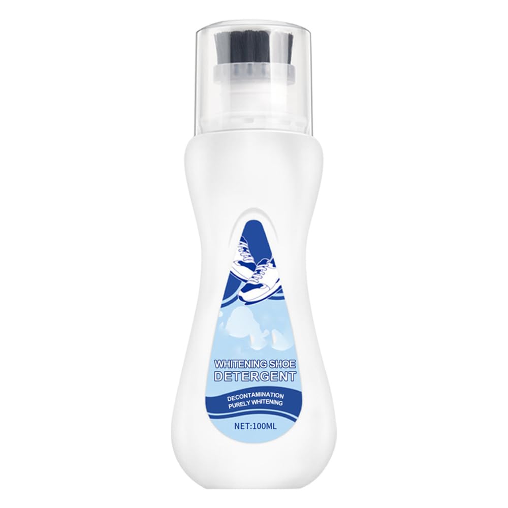 Wechoide 100ml Shoe and Sneaker Cleaner Whitening Shoe Detergent Stain Remover with Scrub Brush for Sports Shoes Plimsolls