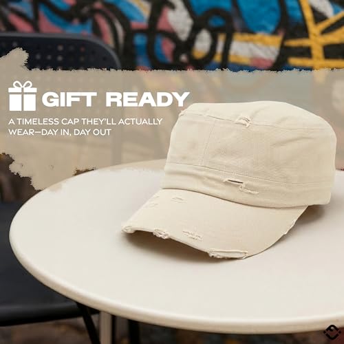 Image of Funky Junque Newsboy Hat for Women - Distressed Cadet Cap, Army Military Style Vintage Baseball Hat