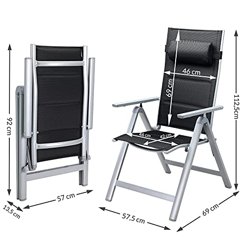 Alu Gartenstühle Casaria 2er Set klappbar für Balkon und Garten
