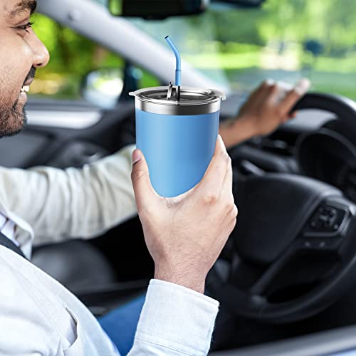 Engyup 30 Oz Insulated Tumbler With Lid And Straw, Healthier Small Molecule Water Insulated Cup, Large Reusable Stainless Steel Coffee Tumbler, Travel Coffee Mug, Dishwasher-Safe Thermal Cup, Blue #TOP4