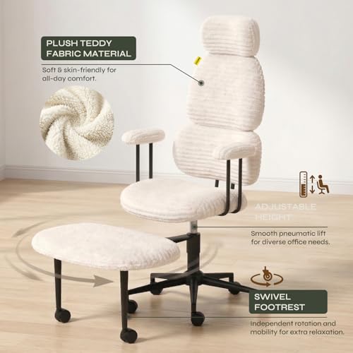 Image of Pinmoco ADHD Cross Legged Office Chair, 3-Zone Back Support, Wide Seat | Ultra-soft plush seat with armrests. Extra-wide for cross-legged & ADHD sitting. 3-zone support: neck, mid-back & lumbar.