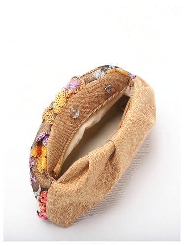 Image of QWINEE Women Floral Embroidery Sequin Pearl Glitter Party Purse Vintage Evening Handbags