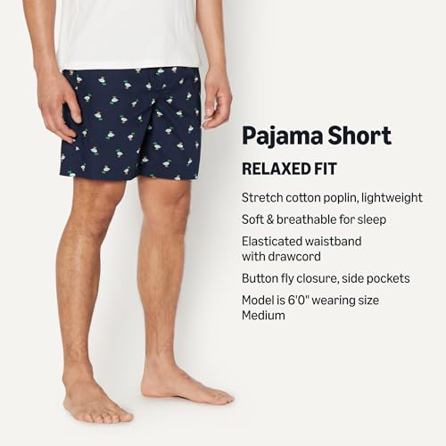 Image of Amazon Essentials Men's Lounge Sleepwear Pajama Bottom Shorts, Cotton Stretch Poplin