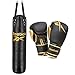 Reebok Set de saco de boxeo y guantes de boxeo de 4ft - Negro/Oro