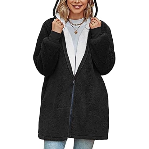 TOMEEK Women Fleece Oversized Hoodie Coat Zip Up Jacket Cardigan Wearable Sweatshirt Hoodie Winter Warm Fleece Lined Hooded Coat Fleece Blanket with Pocket, Black , Size M Cover