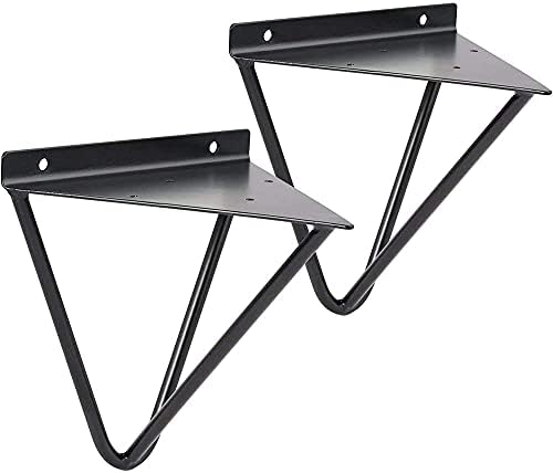 WENIA 2 Pack Shelf Brackets for Home, Heavy Duty Triangle Metal Shelf Decorative Stable Triangle Bracket Shelf with Screws, Home Space Extension Bracket Shelf (Black)