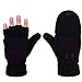 Produktbild AOKAY Winter Handschuhe Fingerlose Fäustlinge Damen Fingerhandschuhe Fingerlos Handschuhe Strick Handschuhe mit Flip Top (Vintage-Schwarz)