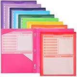 EOOUT 10pcs Heavy Duty Plastic Folders with Prongs and Clear Front Pockets, Plastic File Folder with Card Slot, Folders for Letter Size Paper, Office and School