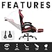 N-GEN GAMING Video Gaming Chair with Footrest Lumbar Support for Home Office High Back Recliner Height Adjustable Ergonomic Comfy Leather Computer Desk Chair (Red)