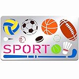 INFUNLY Metal Sport Ball Stencil 4X7 Stainless Steel Painting Stencils Kit Reusable Sports Stencils for Painting Volleyball Soccer Basketball Golf Drawing Templates for Wall Wood Canvas DIY Decor