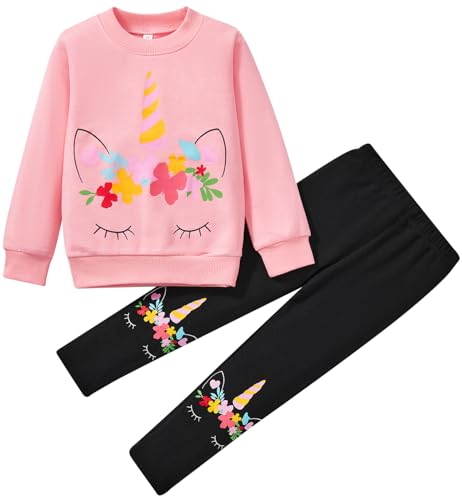 Image of Girls 2 Piece Outfits Toddler Girls Leopard Print T-Shirt and Leggings Set School Outfits Girl Clothes Fall Sets