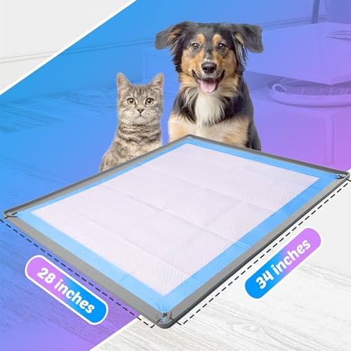 Image of TidyFriend Dog Pee Pad Holder Tray Fits for 28 inch x 34 inch Pee Pads with Corner Lock Holes, Raised Edges, Non-Spill, Easy to Clean Silicone Dog Potty Tray Holder, for Indoor Floor Protection (Light Grey)