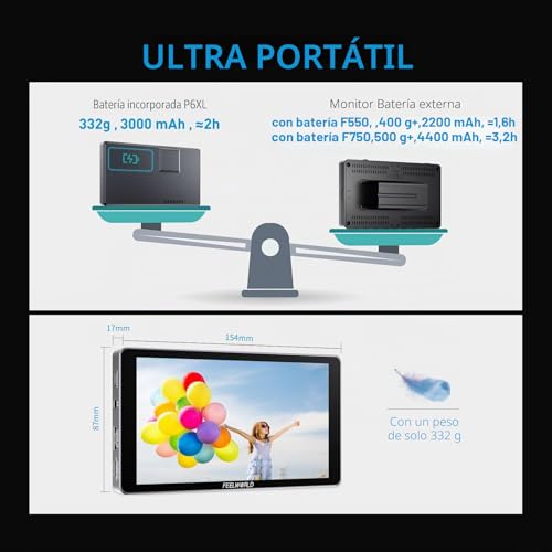 Monitor de cámara de 6 pulgadas para grabar bajo el sol con pantalla de 1200 nits 3