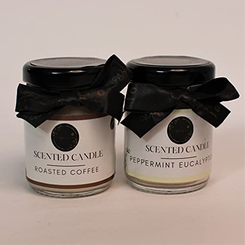 Image of Mini Scented Candles (Roasted Coffee And Peppermint Eucalyptus) Pack Of 2, Wax