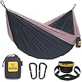 Wise Owl Outfitters Hammock for Camping Single Hammocks Gear for The Outdoors Backpacking Survival or Travel - Portable Lightweight Parachute Nylon SO Charcoal Rose