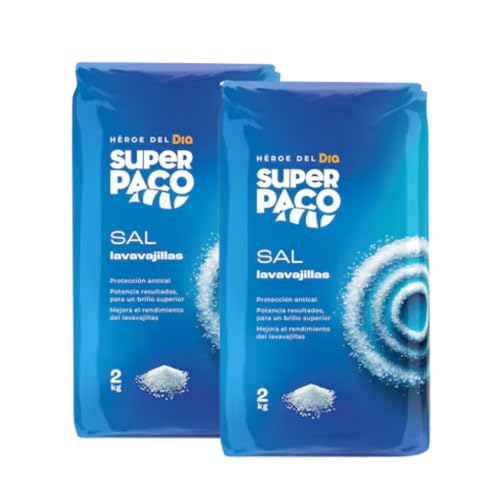 Super Paco Sal Marina para Lavavajillas, Protección Antical, Brillo Superior, 2 kg, Pack de 2