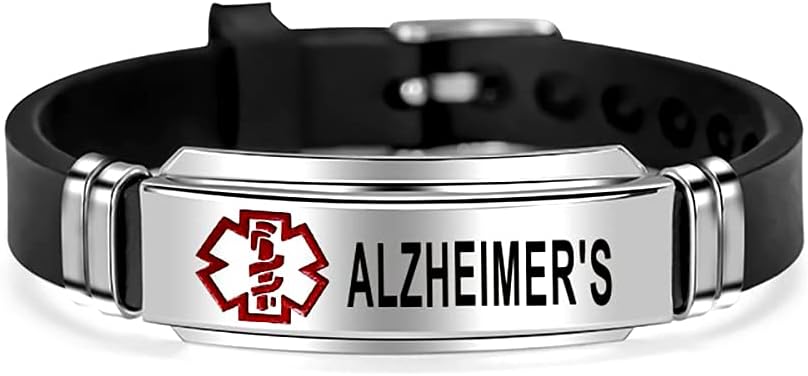 Medical Alert Bracelets for Men Women Sport Silicone Emergency Wristband Adjustable Stainless Steel Engraved Medical ID Bracelets