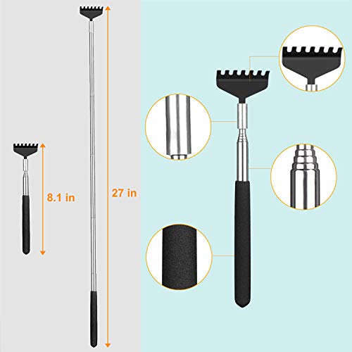 Unique 2 Pack Back Scratcher With Gift Bag - Premium Portable Metal Stainless Steel Telescoping Massage Tool - Gift For Men Women #TOP2