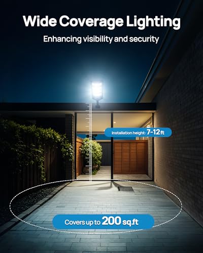 Image of Solar Street Light, 5W Solar Panel, 2600 mAh Battery, 192 LED Beads, Energy Saving, Remote Control (4-Pack)