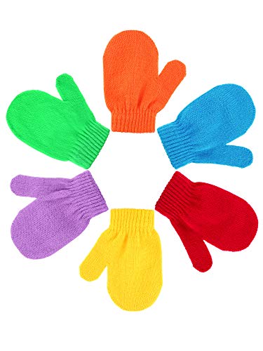 Boao 12 Pairs Mittens For Toddler Winter Gloves Kids Knitted Warm Magic Mittens For Boys Girls Kids Supplies (Khaki, Camel, Dark Blue And Colorful Candy Color) #TOP5