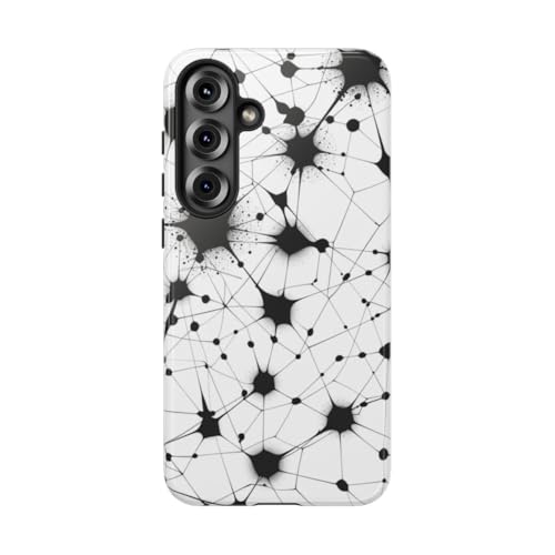 Coque Samsung S25 Plus motif réseau abstrait noir et blanc protection rigide